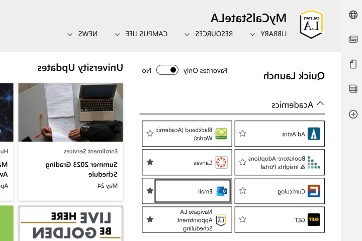 Screenshot of the MyCalStateLA Quick Launch page